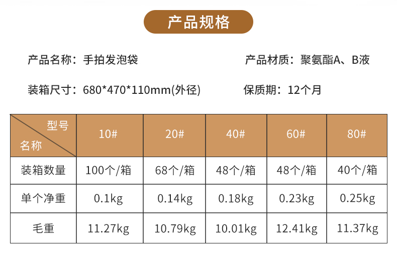 mini foam Handy 手拍发泡袋参数